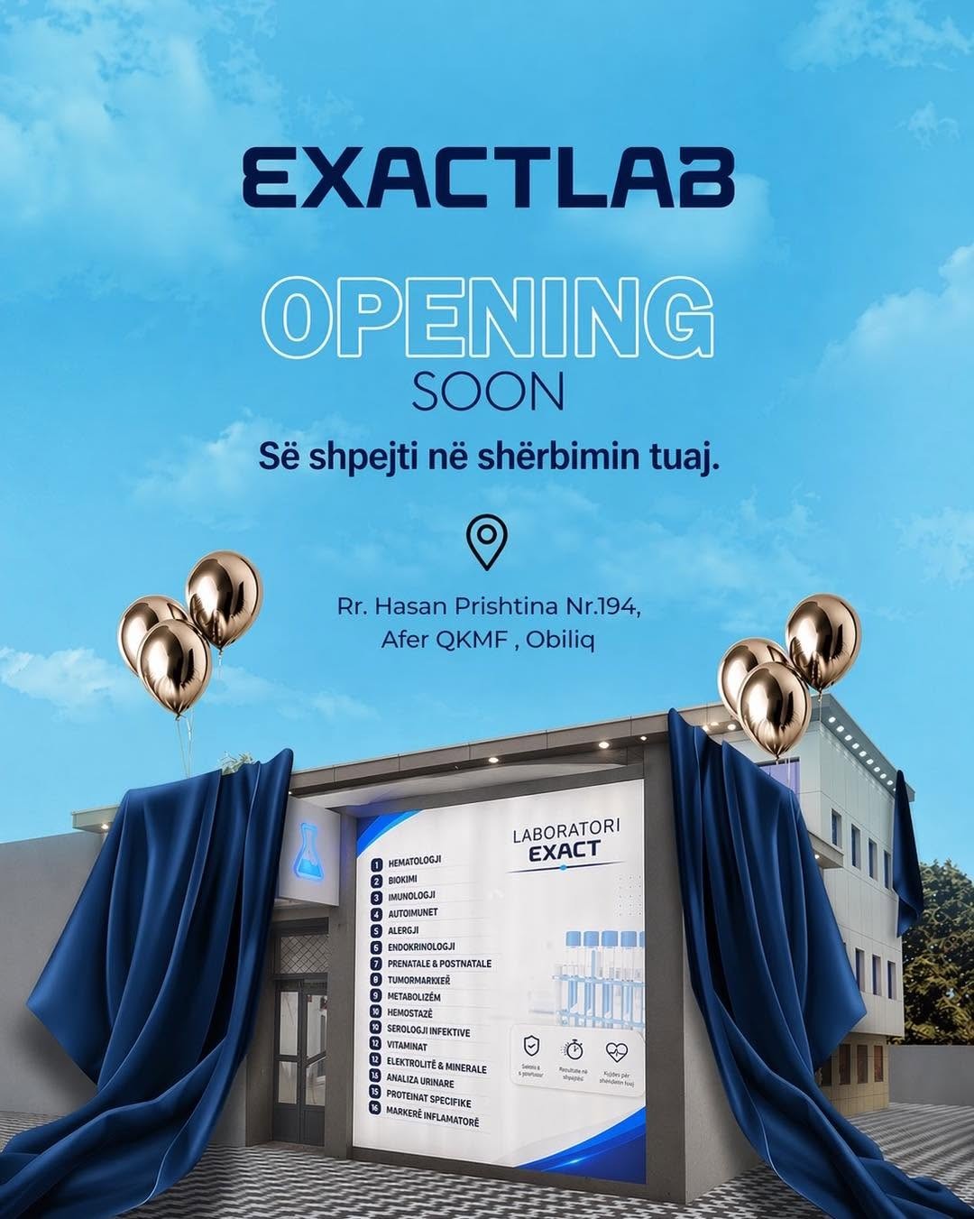 Objekti i laboratorit Exactlab në Obiliq për analiza laboratorike